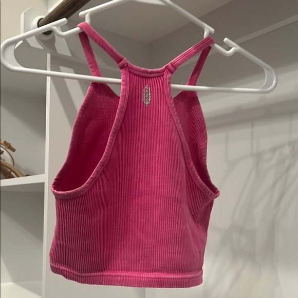 Women's Pink Ribbed Tank Top - Picture 2 of 3